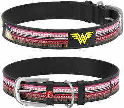 WAU DOG Wonderwoman DC COMICS bőrnyakörv fekete 26-35 cm, szélesség: 15 mm Piros