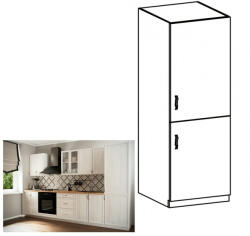 TEMPO KONDELA Hűtő beépítő konyhaszekrény D60ZL, jobbos, fehér/sosna Andersen, SICILIA - smartbutor