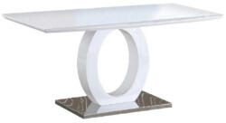 TEMPO KONDELA Étkezőasztal, fehér magas fény/acél, 150x80 cm, ZARNI - smartbutor