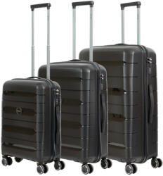 HaChi Denver fekete 4 kerekű 3 részes bőrönd szett (Denver-szett-fekete)