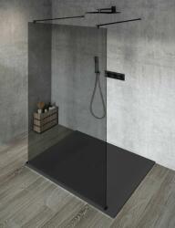 SAPHO VARIO BLACK Szabadon álló zuhanyfal merőleges merevítőkkel, füst üveg, 1200mm (GX1312GX2214) (GX1312GX2214)