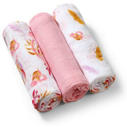 BabyOno 3 db-os színes, mintás textil pelenka bambusz - rózsaszín - babyshopkaposvar