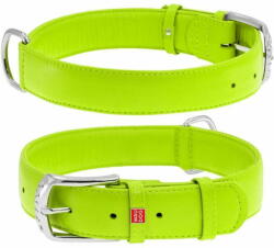 WAU DOG Lapos zöld bőr nyakörv 46-60 cm, szélesség: 35 mm zöld