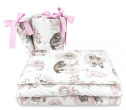 Baby Shop 3 részes ágynemű garnitúra - Felhőn alvó állatok rózsaszín - babastar