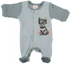 AB ABR Hosszú ujjú elől patentos pamut rugi - Szürke-fehér - Kutyus (44)