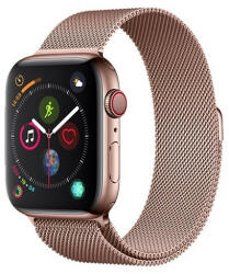 Apple Watch 1-6, SE (38 / 40 mm), fém pótszíj, milánói stílus, mágnes zárral, Devia Elegant, vörösarany