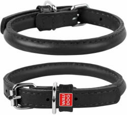 WAU DOG Fekete kerek bőr nyakörv 33-41cm, gallér szélessége: 8mm fekete