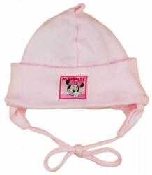 Disney Minnie megkötős, fülvédős pamut baba sapka - Világosrózsaszín pink szegélyvarrással