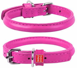 WAU DOG Kerek rózsaszín bőrnyakörv 45-53cm, gallér szélessége: 13mm rózsaszín