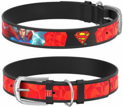 WAU DOG Superman DC COMICS bőrnyakörv fekete 18-24 cm, szélesség: 9 mm Piros