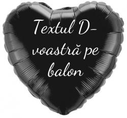 Personal Balon din folie cu text - Inimă neagră 45 cm