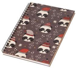 AtmoWood Fa borítós jegyzetfüzet A5 - karácsonyi pandák