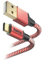  Adatkábel HAMA Reflective USB-C 1, 5m piros