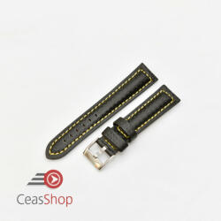  Curea piele tip fibra carbon neagră, cusătură galbenă, căptușită 20mm - 37420110