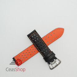  Curea perforata neagra cu cusătură portocalie 20mm - 3805620