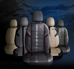 Huse scaune auto universale Premium PANDA ULUDAG Culoarea: Negru + Cusatura Gri Automotive TrustedCars