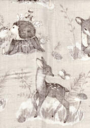  Mintás textil pelenka 1db-os 70X80 cm - Erdei barátok bézs - babyshopkaposvar
