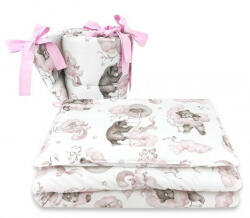 Baby Shop 3 részes ágynemű garnitúra - Felhőn alvó állatok rózsaszín - babyshopkaposvar