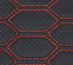  Material imitatie piele tapiterie hexagon cu gaurele negru/cusatura rosie Cod: Y03NR Automotive TrustedCars
