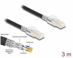 Delock Cablu de retea RJ45 Cat. 6A S/FTP cu clema pentru securizare 3m Negru, Delock 80257 (80257)