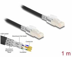 Delock Cablu de retea RJ45 Cat. 6A S/FTP cu clema pentru securizare 1m Negru, Delock 80255 (80255)