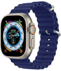 Apple Watch 1-6, SE, SE (2022) (42 / 44 mm) / Watch 7-8 (45 mm), szilikon pótszíj, állítható, hullámos kialakítás, Dux Ducis, sötétkék - tok-shop