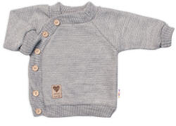 Baby Nellys Pulover pentru copii tricotat cu nasturi, fermoar. deoparte, Hand Made Baby Nellys, gri
