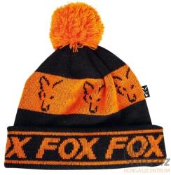 Fox Téli Sapka Lined Bobble Black Orange - Fox Fekete Narancssárga Bojtos Horgász Sapka (CPR991)