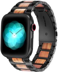 XPRO Apple Watch rozsdamentes acél fa berakással szíj Fekete / Barna 42mm/44mm/45mm/49mm - ipon