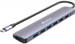 Sandberg USB-C to 7 x USB 3.0 Hub ezüst (136-40) - ipon