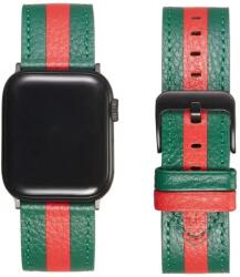 XPRO Apple Watch bőr szíj Sötétzöld / Piros 42mm/44mm/45mm/49mm - ipon