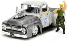 JADA Mașinuța Street Fighter Ford Pickup 1956 Jada din metal cu părți care se deschid și figurina lui Guile, lungime 20 cm 1: 24 (JA3255057)