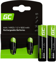 Green Cell Rechargeable Batteries Sticks 2x AAA HR03 800mAh