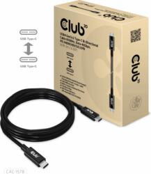 Club 3D CAC-1578 USB-C apa - USB-C apa 3.2 Adat és töltő kábel - Fekete (2m) (CAC-1578)