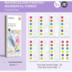 Mideer Carte de colorat cu apa, pensula de pictat si culori incluse, 19 x 8 x 1.3 cm, Wonderful Forest Mideer MD4194 (B39018114) Carte de colorat