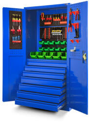 JAN NOWAK DAREK Fém műhelyszekrény fiókokkal, 920x1850x500, modell antracit-kék
