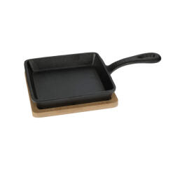 Excellent Houseware Tigaie servire tapas Excellent Houseware, fonta bambus, 14x14x3.4 cm, negru maro (KO-C80652850) Serviciu de masa