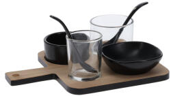 Excellent Houseware Set servire tapas Excellent Houseware, bambus portelan, 22x17x6.6 cm, maro negru (KO-278000660)