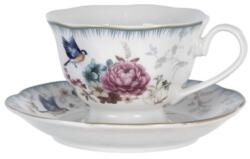 Clayre & Eef Porcelán csésze - 220ml - rózsás-madaras
