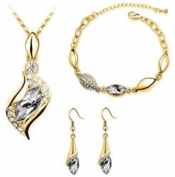  Arannyal bevont 3 részes ékszerszett áttetsző kristályokkal(0894. ) (QC1083-8)