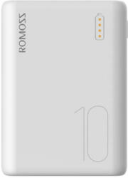 ROMOSS Simple 10 Powerbank, hordozható külső akkumulátor 2xUSB-A/USB-C/Micro-USB/Apple Lightning, 10000 mAh, fehér - tok-store