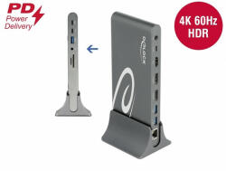 Delock USB Type-C DP 1.4 dokkoló állomás háromszoros 4K Display-HDMI/DisplayPort/USB/LAN/SD/PD3.0 (87772) - dstore