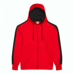 Just Hoods Uniszex pulóver Just Hoods AWJH066 Sports polyester Zoodie -3XL, Fire Red/Jet Black