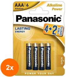 Panasonic Set 2 x Baterii Alcaline AAA, R3, Panasonic Alkaline Power, 1.5 V, Blister 4 Baterii + 2 (ROC-2xMAGT1006603TS)