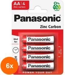 Panasonic Set 6 x Baterii Panasonic Red Zinc Carbon, R6RZ/4BP, Blister 4 Bucati (ROC-6xMAGT1003799TS)
