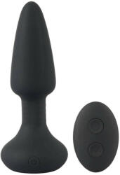 Anos Remote Controlled Butt Plug - akkus, rádiós, forgó gyöngyös anál kúp vibrátor (fekete) (05507520000)