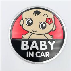 Abtibild "BABY IN CAR" fundal rosu -forma in relief Cod: TS-121 Automotive TrustedCars