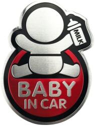 Abtibild "BABY IN CAR" fundal rosu forma in relief Cod: TS-125 Automotive TrustedCars