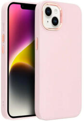 Apple iPhone 15 Pro Max, Szilikon tok, közepesen ütésálló, fémhatású kamera keret, Frame Case, rózsaszín - pixato