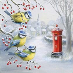 Ambiente Karácsonyi / téli madaras szalvéta - Waiting for mail - postaládás (VR-33316800)